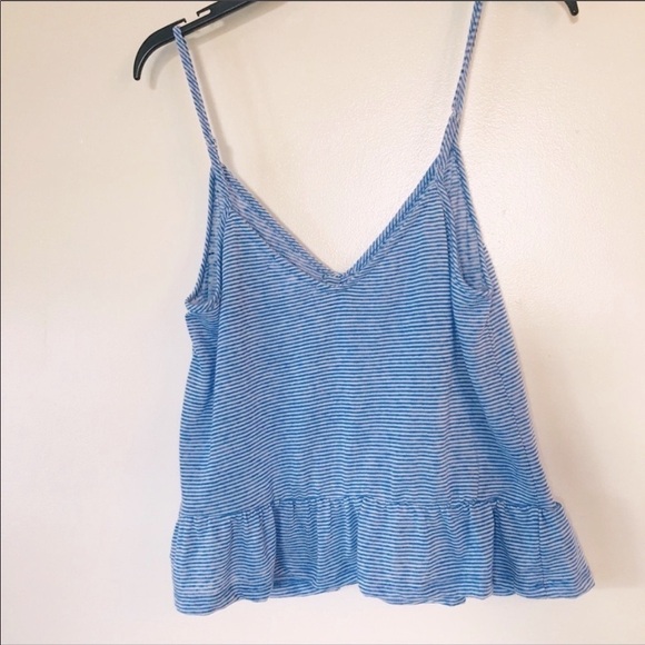 SALE SALE SALE SOCIALITE Cinched Burnout Blue Striped Tank Large NEW - Picture 2 of 5